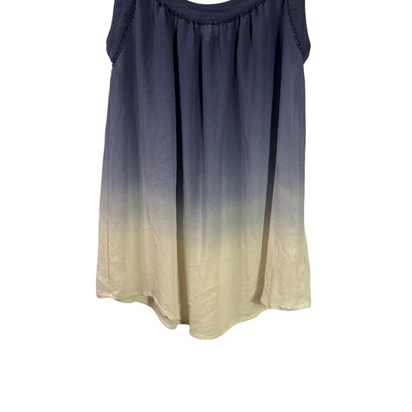 Anthropologie Postmark Silk Tank Top Sleeveless Size 8 Ombre Gradient Blue Cream - Picture 3 of 9